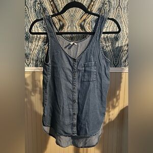 Mudd Denim Sleeveless Button Down Top, Size XS